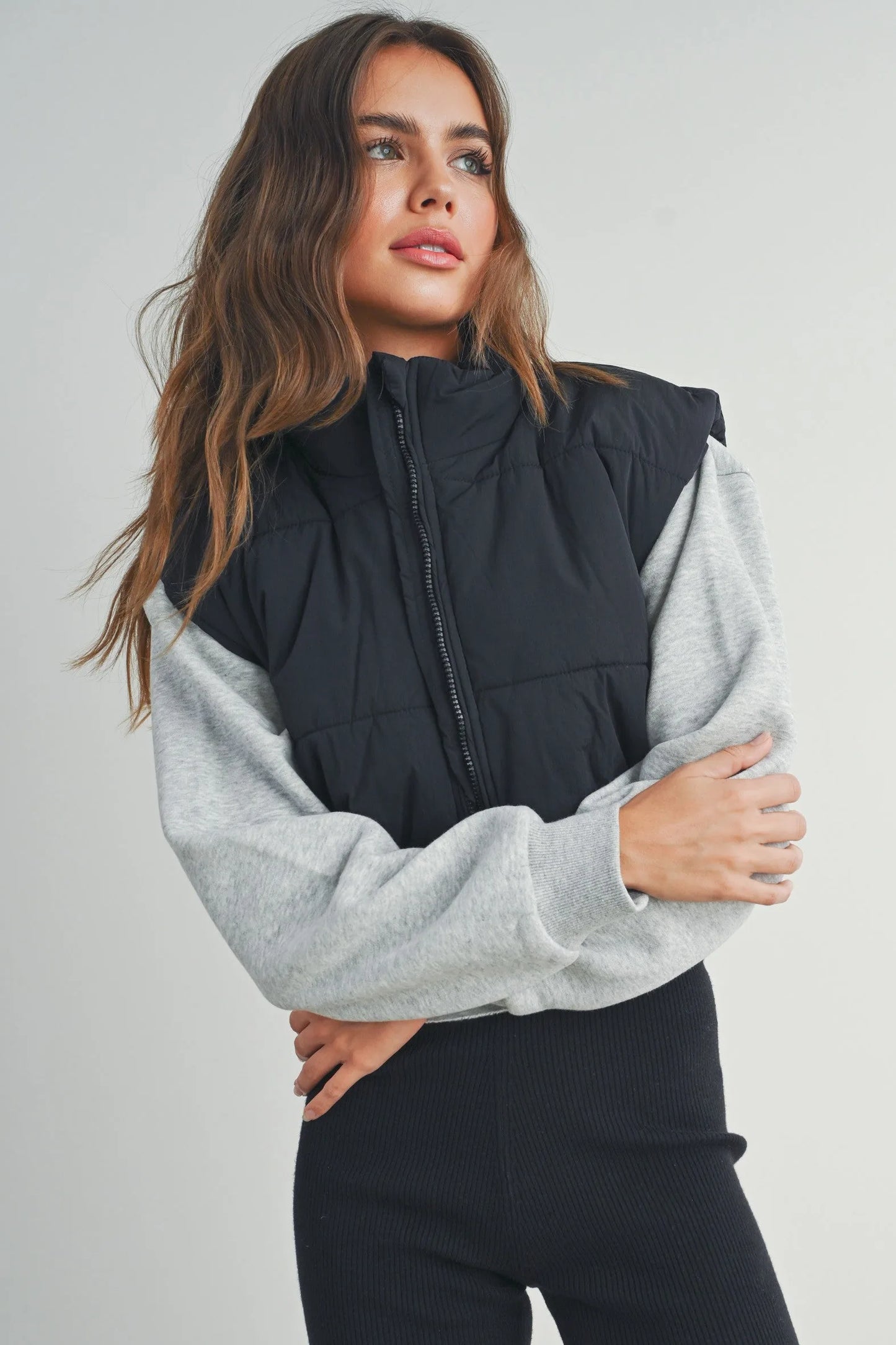 Puffer Cropped Zip-Up Vest