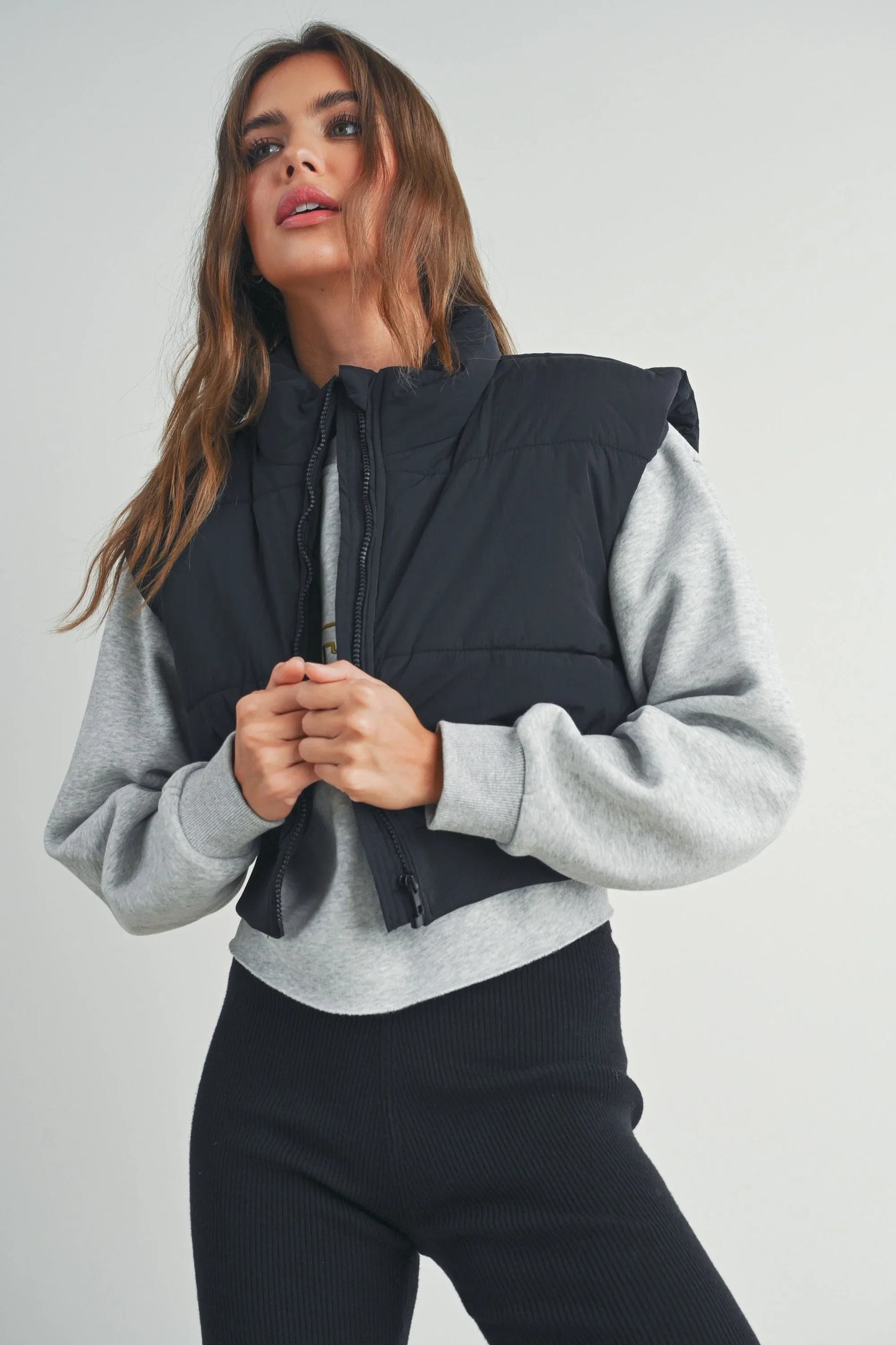 Puffer Cropped Zip-Up Vest