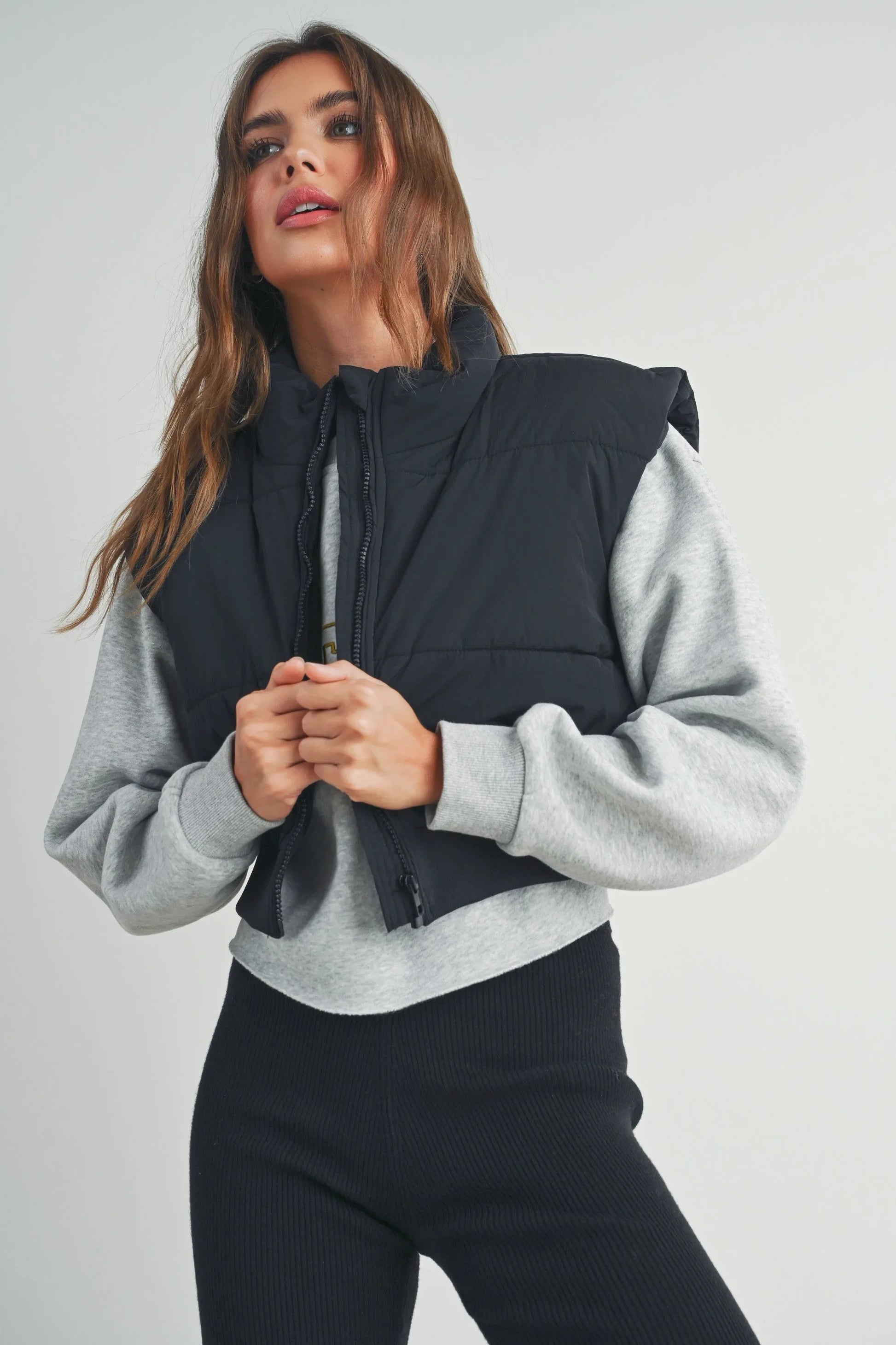 Puffer Cropped Zip-Up Vest