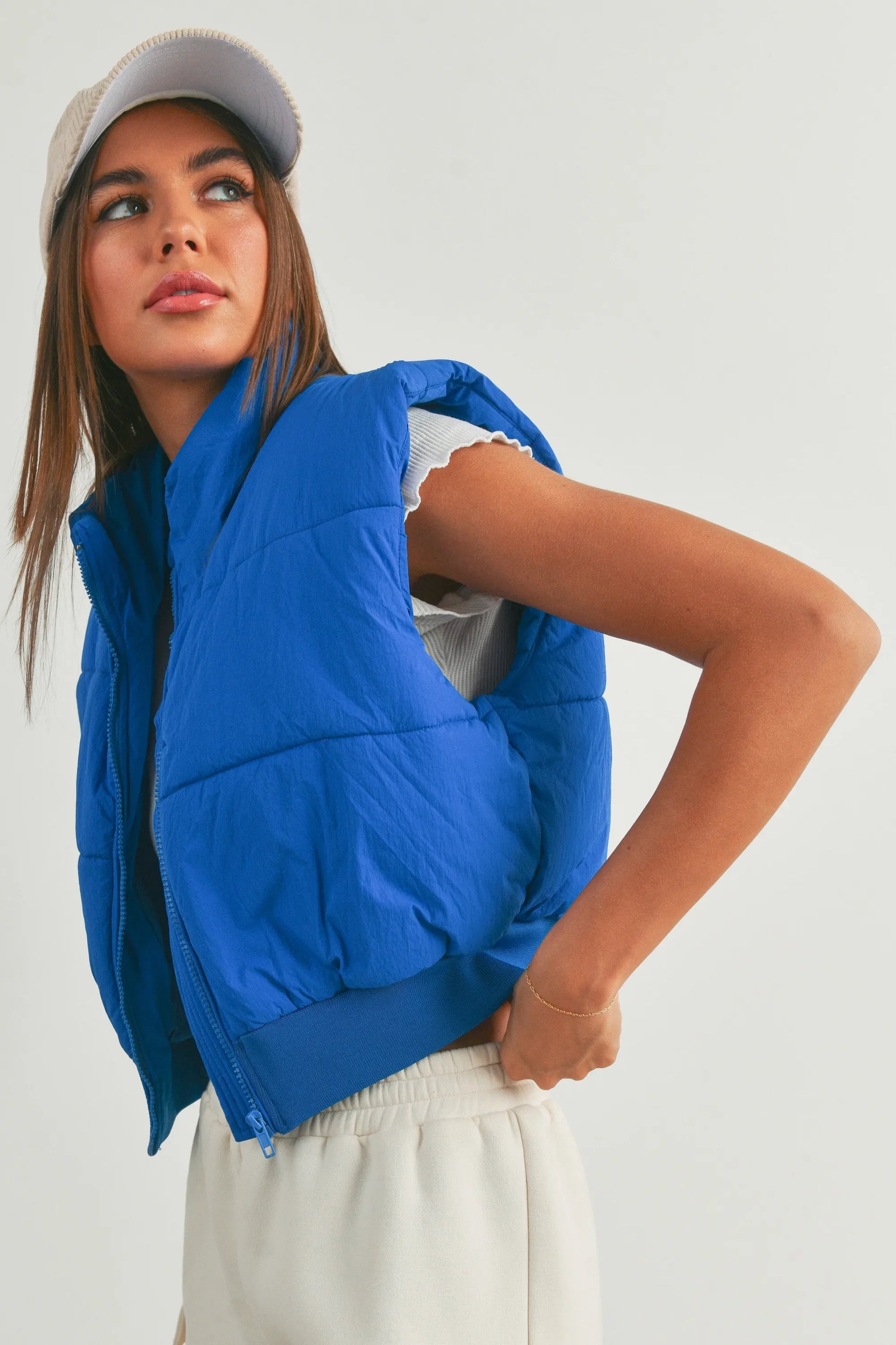 Puffer Cropped Zip-Up Vest
