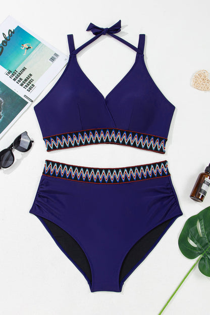 Wrap V-Neck Knot High Waisted Plus Bikini — Alluring Supportive Beach Style - Plus Size Swimwear