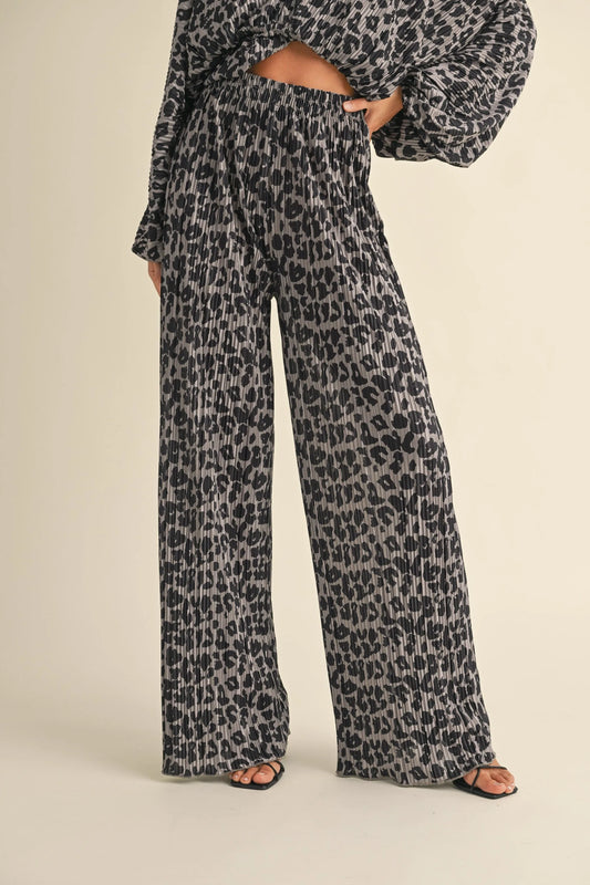 Leopard Print High-Waist Wide-Leg Trousers — Bold Confident Flowy Statement Style - Leopard Pants