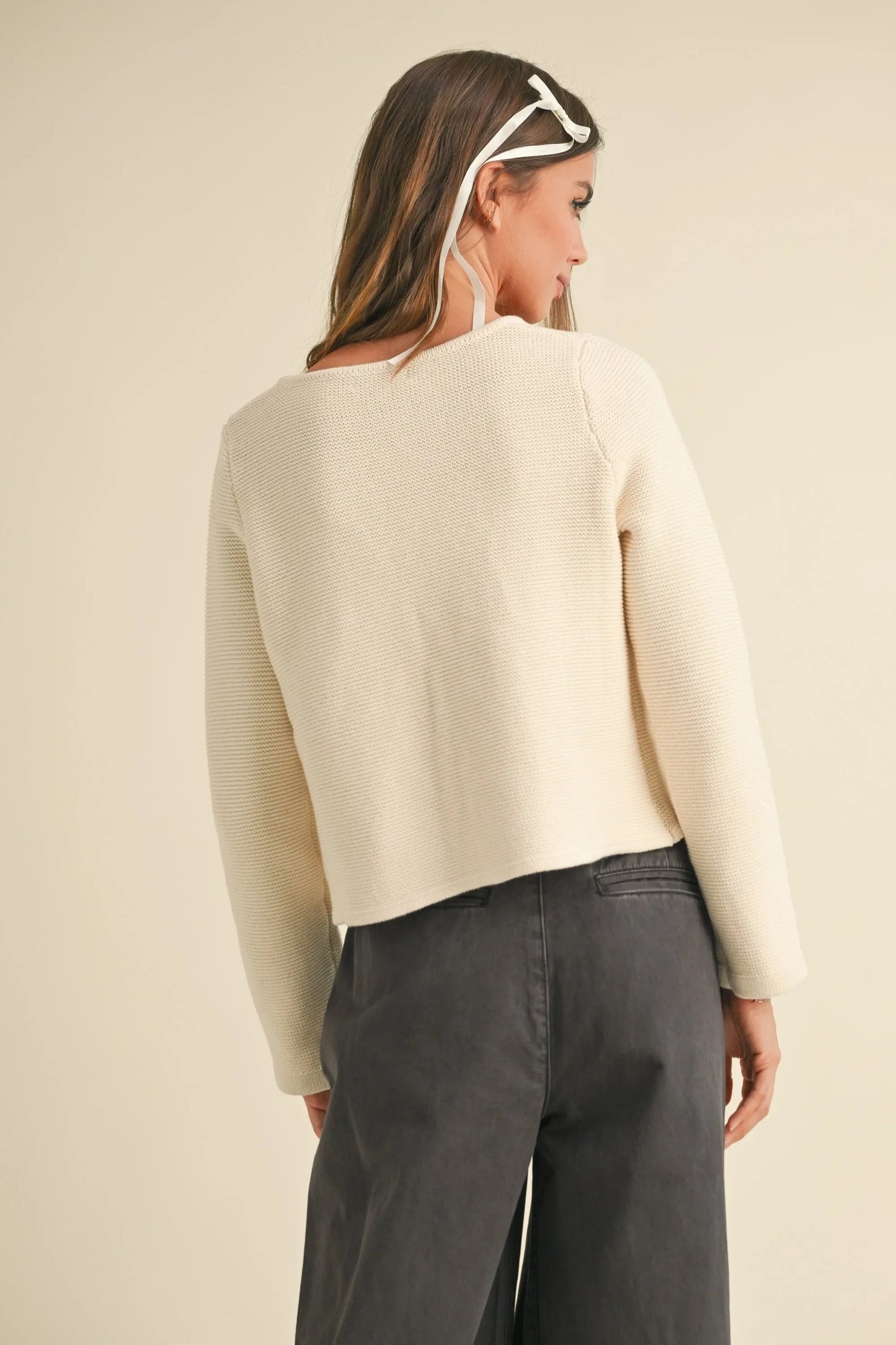Tie-Front Knit Cardigan - Cardigans