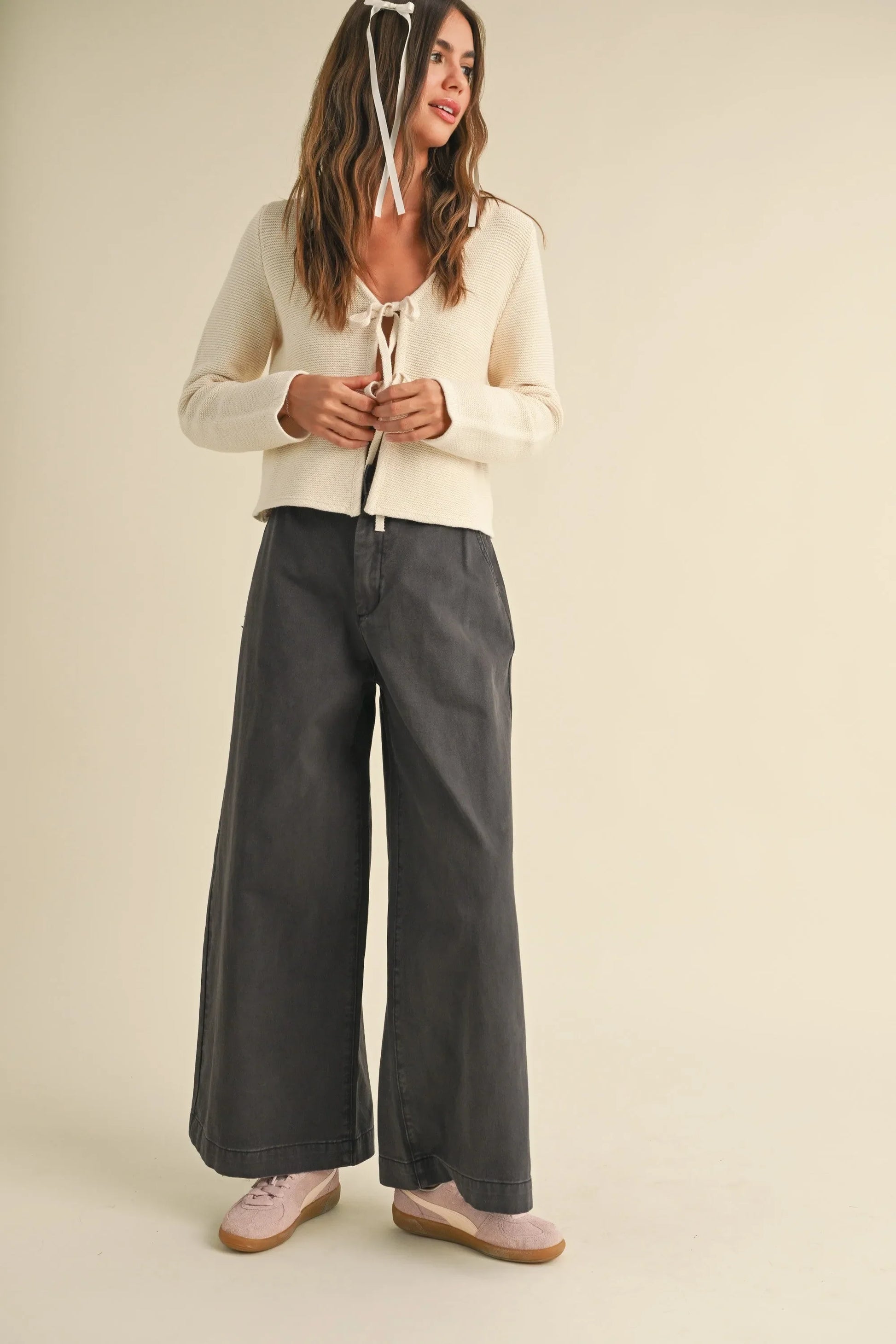 Tie-Front Knit Cardigan - Cardigans