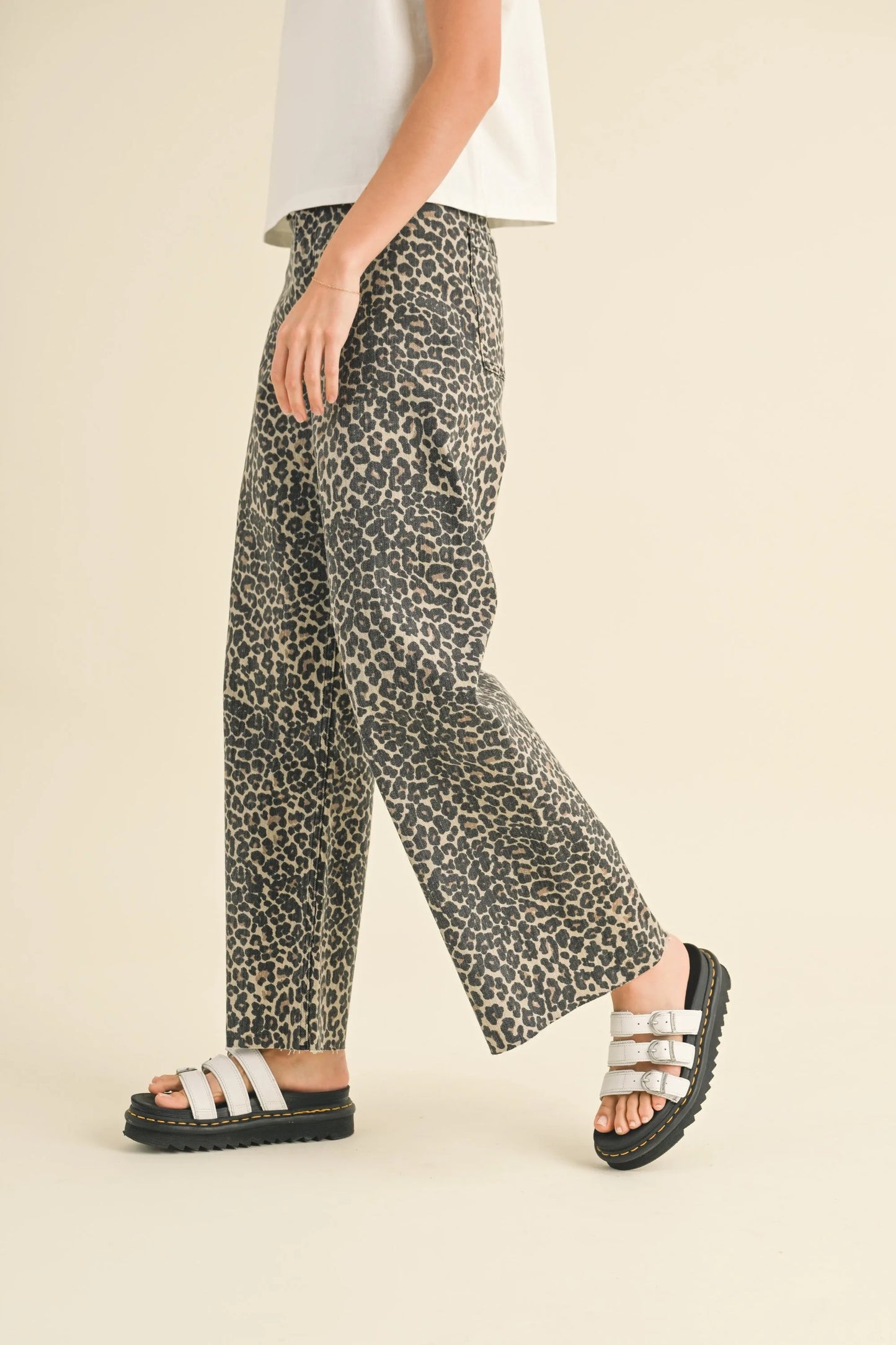 Leopard Print Soft Wide Leg High-Waist Pants — Trendy Bold Fashion Statement Style - Pants