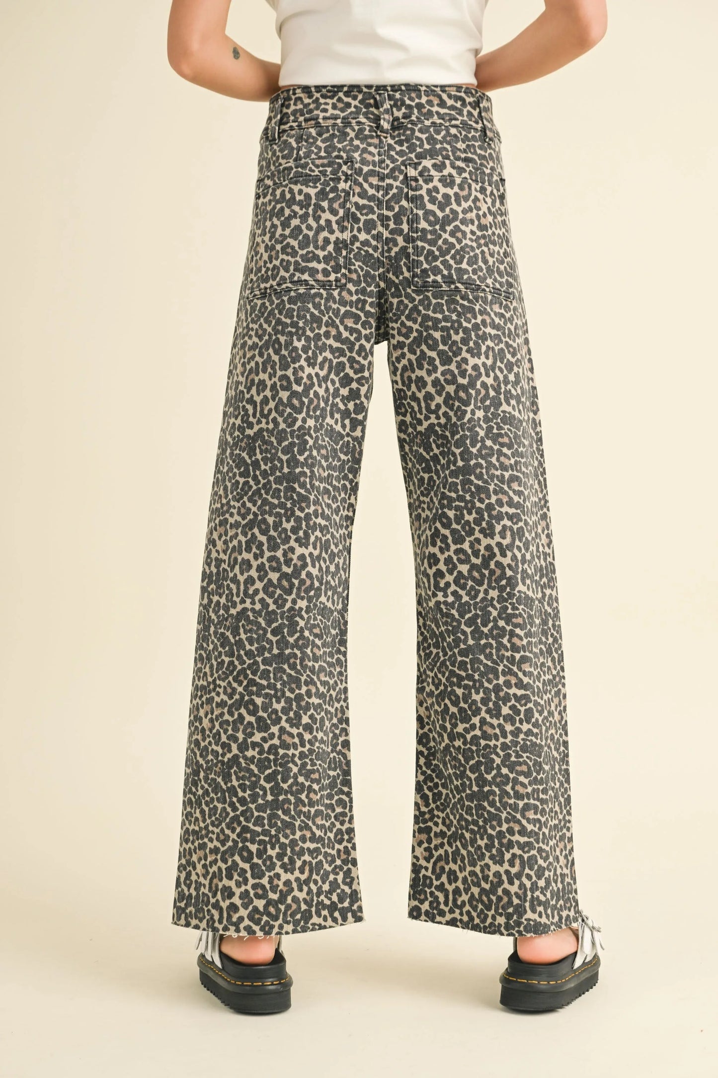 Leopard Print Soft Wide Leg High-Waist Pants — Trendy Bold Fashion Statement Style - Pants