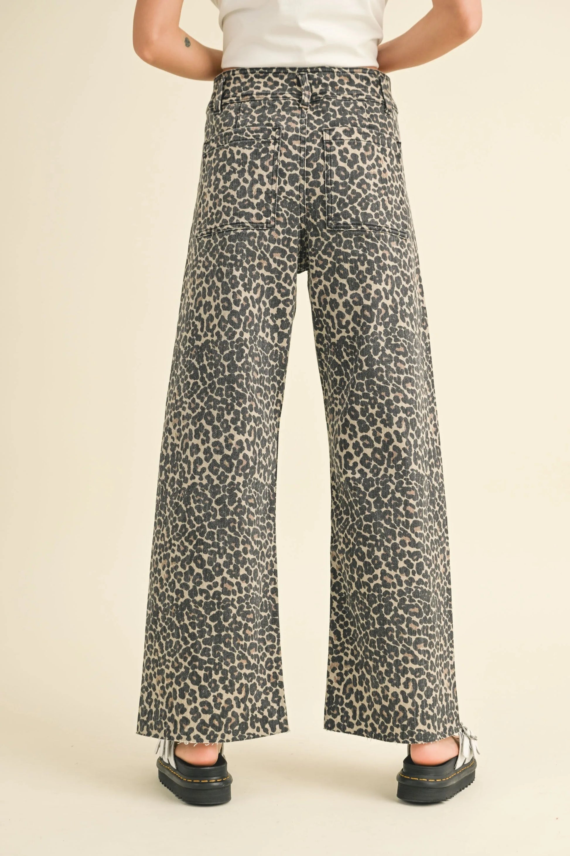 Leopard Print Soft Wide Leg High-Waist Pants — Trendy Bold Fashion Statement Style - Pants