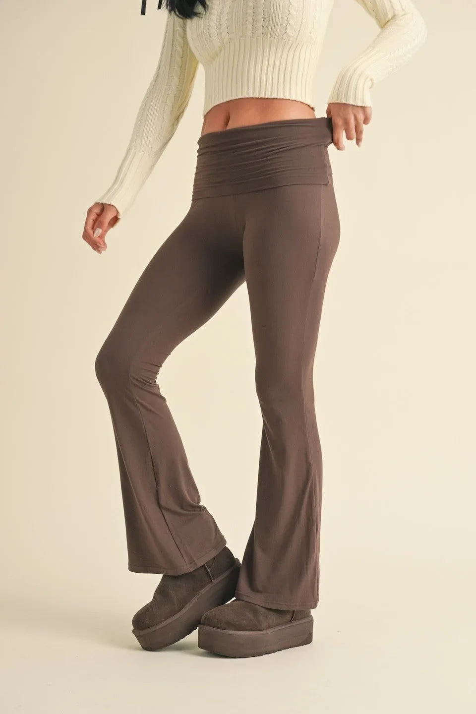 Soft Knit Foldover Flare Leggings