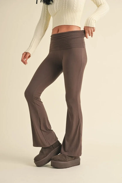 Soft Knit Foldover Flare Leggings