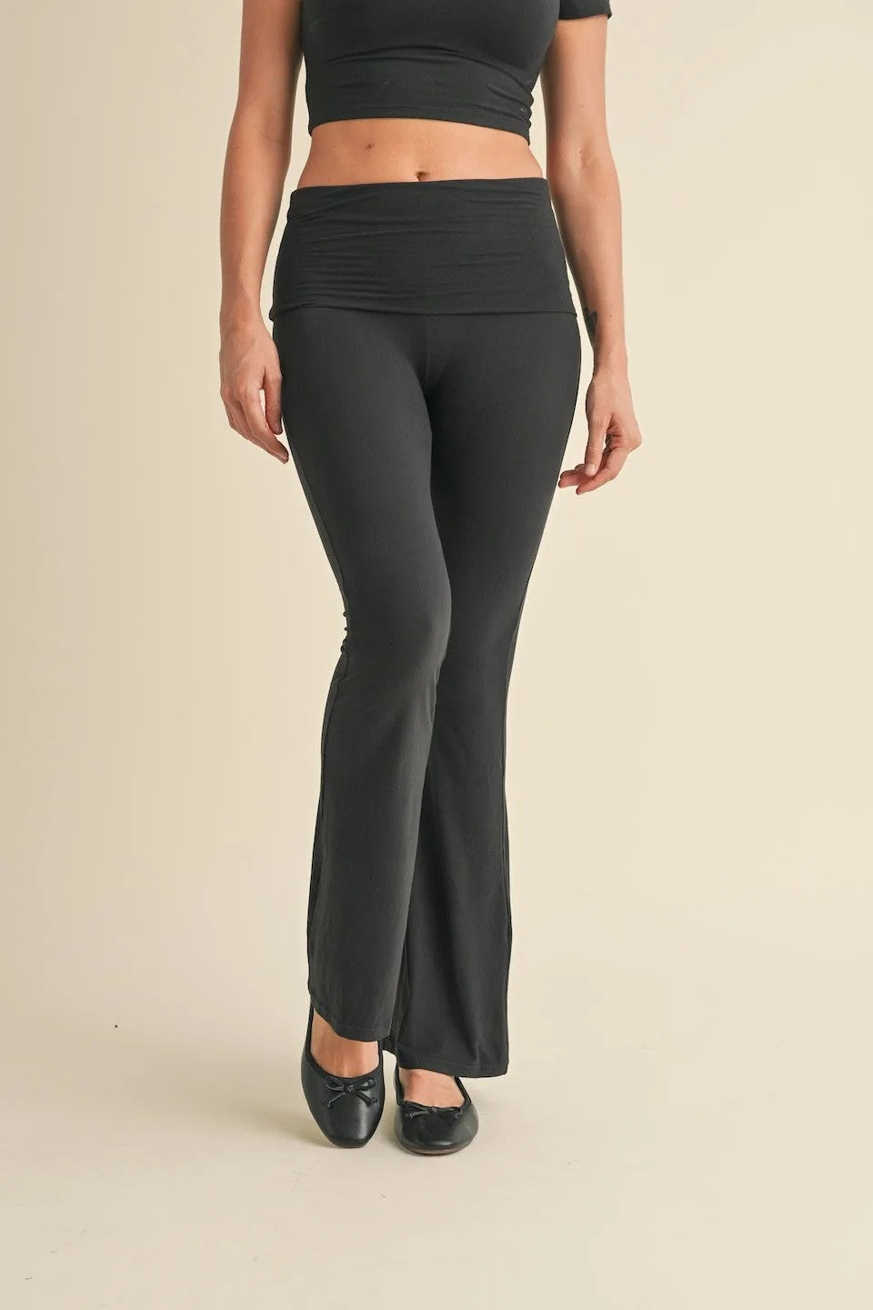 Soft Knit Foldover Flare Leggings