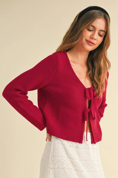 Tie-Front Knit Cardigan - Cardigans