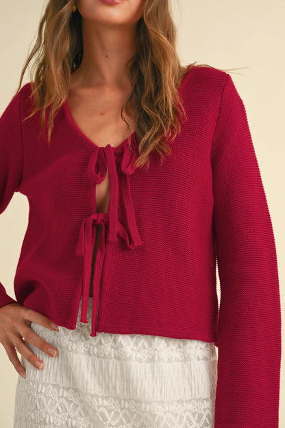 Tie-Front Knit Cardigan - Cardigans