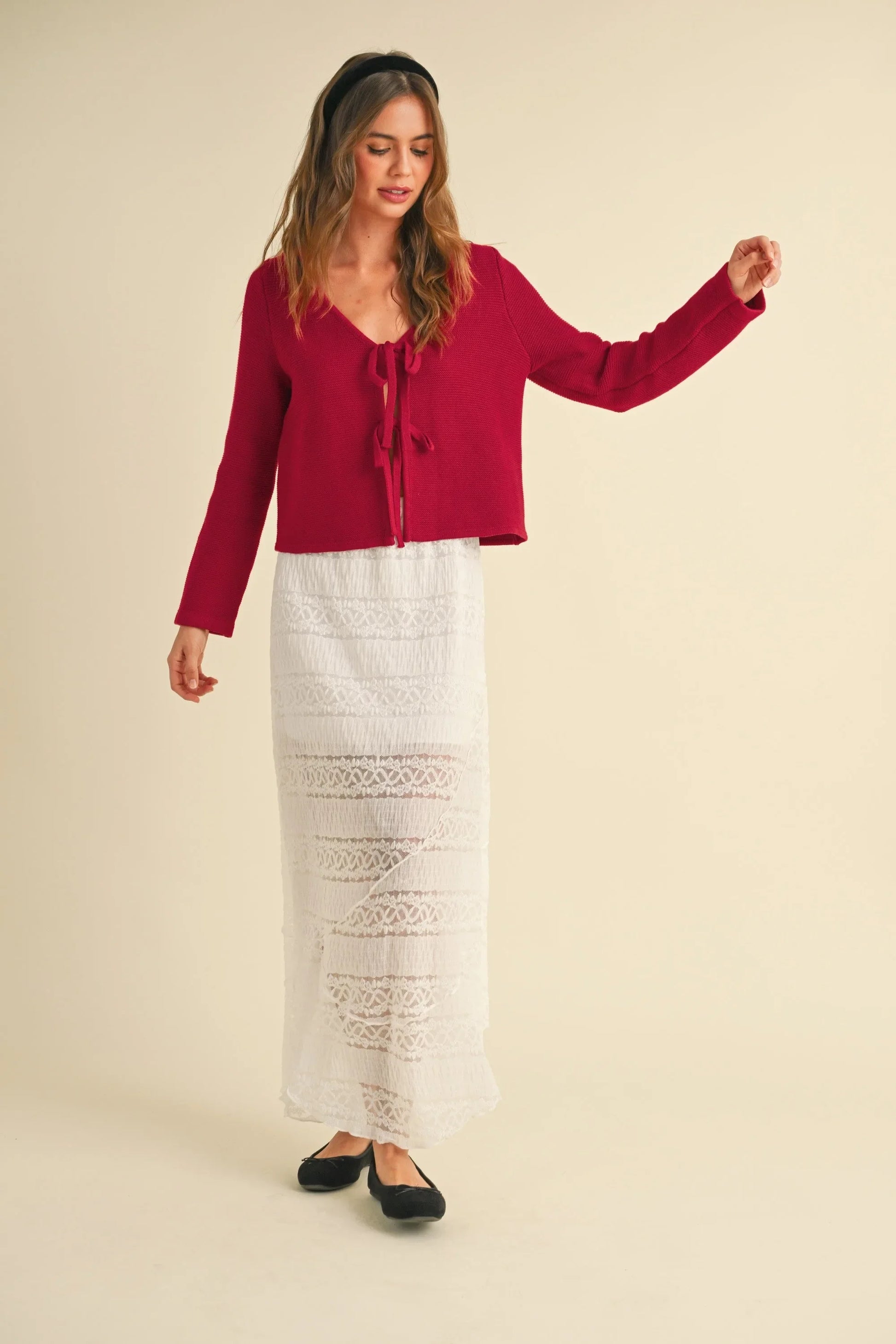 Tie-Front Knit Cardigan - Cardigans