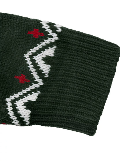 Christmas Tree Pattern Round Neck Stretch Knit Sweater