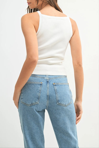 Ribbed Knit High Neck Sleeveless Top — Chic Versatile Flattering Everyday Style - Tank Tops