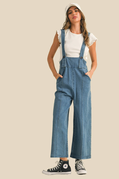 Relaxed Wide-Leg Suspender Overalls