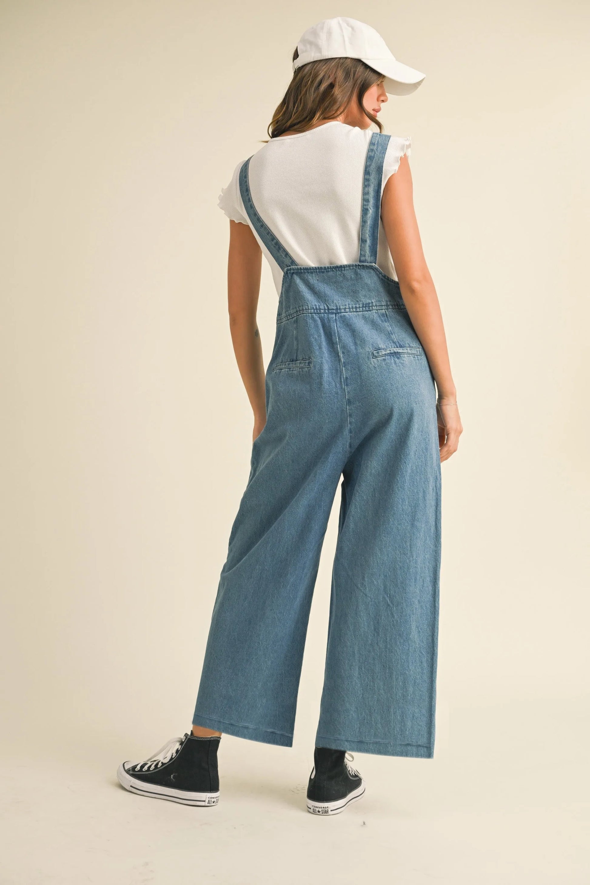 Relaxed Wide-Leg Suspender Overalls