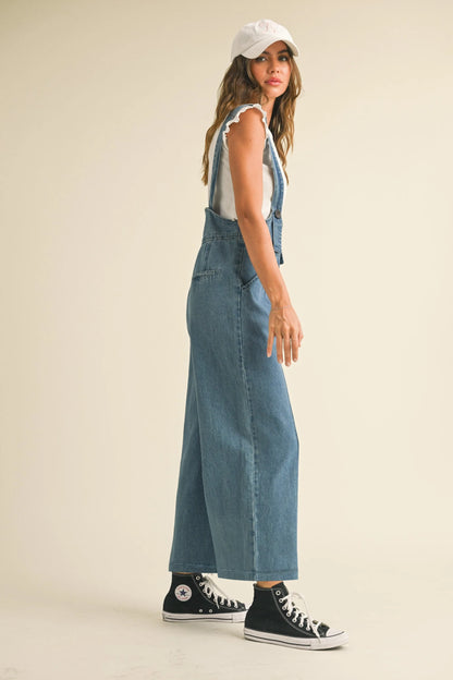 Relaxed Wide-Leg Suspender Overalls
