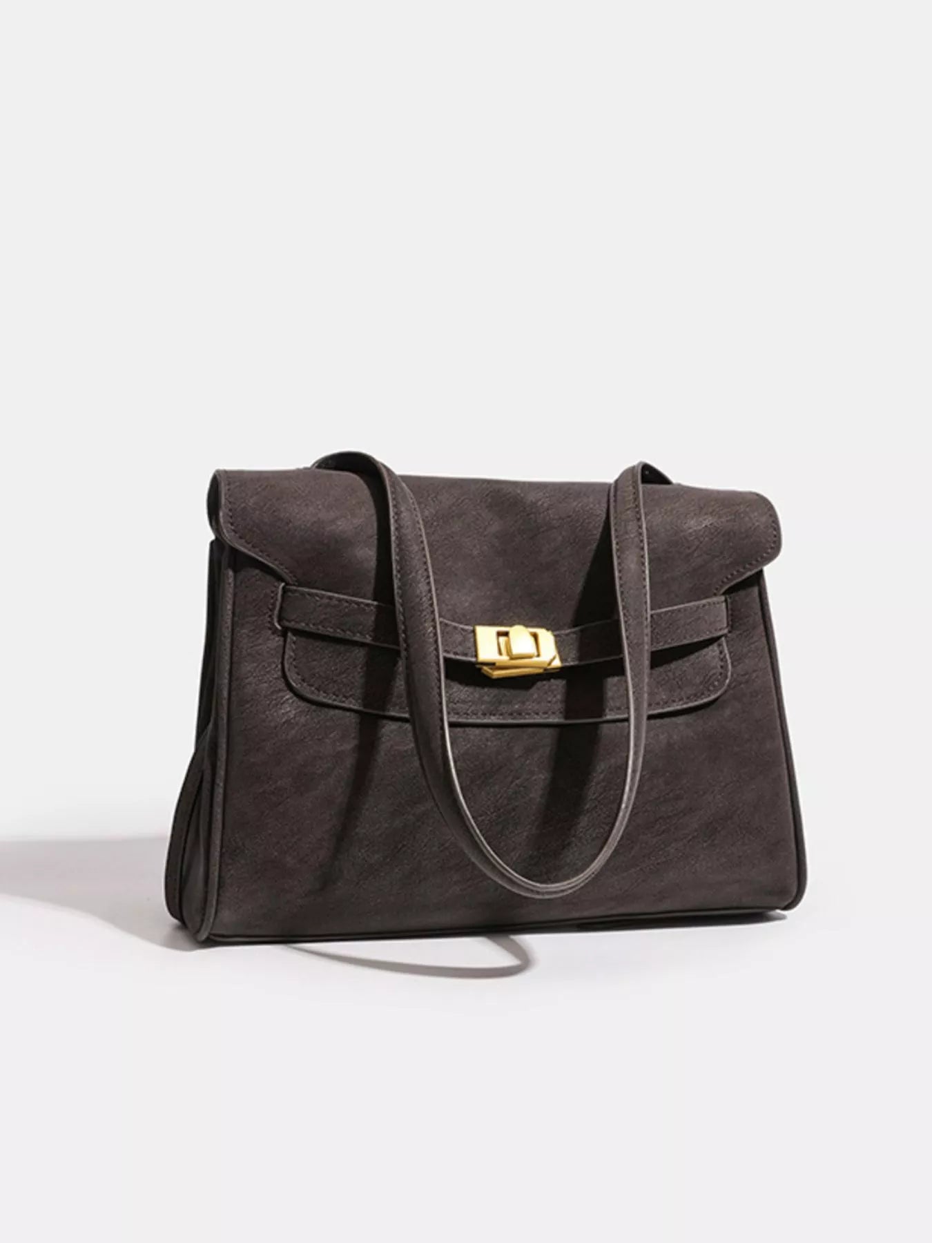 Women's Buckle Closure Faux Leather Shoulder Bag - Shoulder Bags