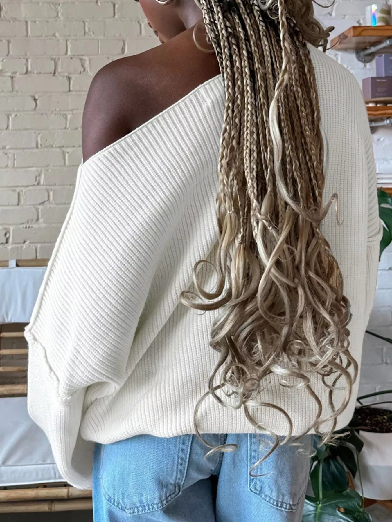 Women's One Shoulder Ribbed Knit Sweater - Sweaters