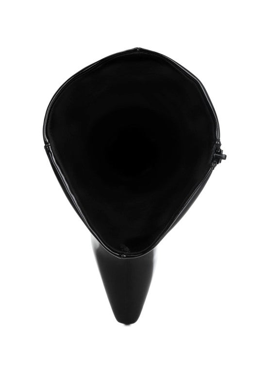 Patent Faux Leather 3 Inch Snip Toe Knee High Boots | Trendy Boots Outfit Idea for Women by Ro + Ivy | Elevated Basics, Modern Comfort & Style