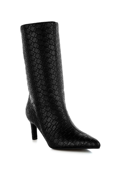 Mentha Woven Faux Leather Boots - Ro + Ivy