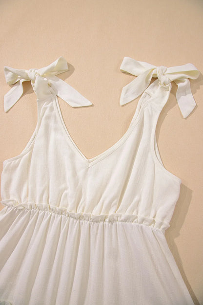 Women's Tied Strap Ruffle Tiered Mini Dress - Mini Dresses