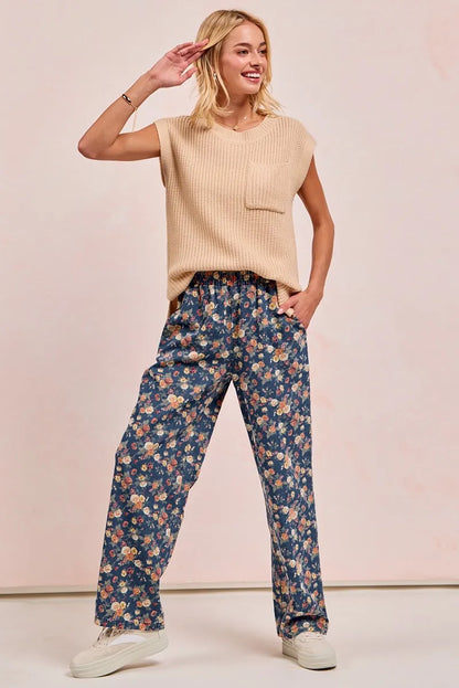 Lightweight Elastic Waist Floral Print Wide Leg Pants | Trendy Pants Outfit Idea for Women by Ro + Ivy | Elevated Basics, Modern Comfort & Style