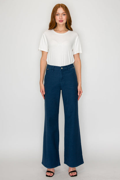 Tummy Control High Rise Wide Flare Flattering Jeans — Elongating Elegant Everyday Style - DENIM (NEW)