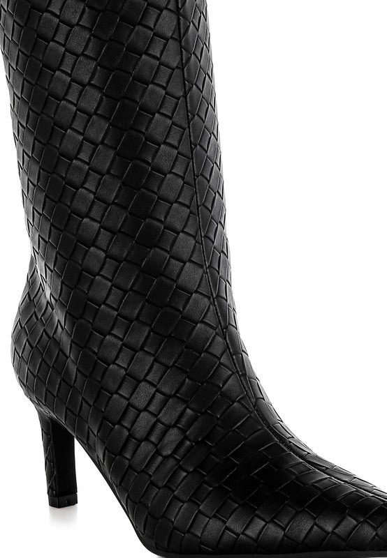 Mentha Woven Faux Leather Boots - Ro + Ivy