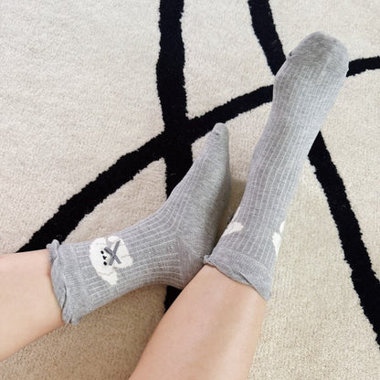 Bichon Puppy Ruffle Design Socks Set Of 2 | Trendy Socks Outfit Idea for Women by Ro + Ivy | Elevated Basics, Modern Comfort & Style