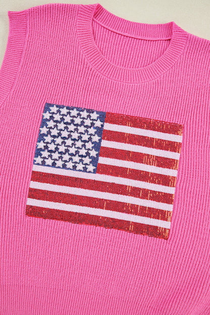 American Flag Patriotic Knitted Tank Vest — July 4Th Solid Casual Style - 20% OFF