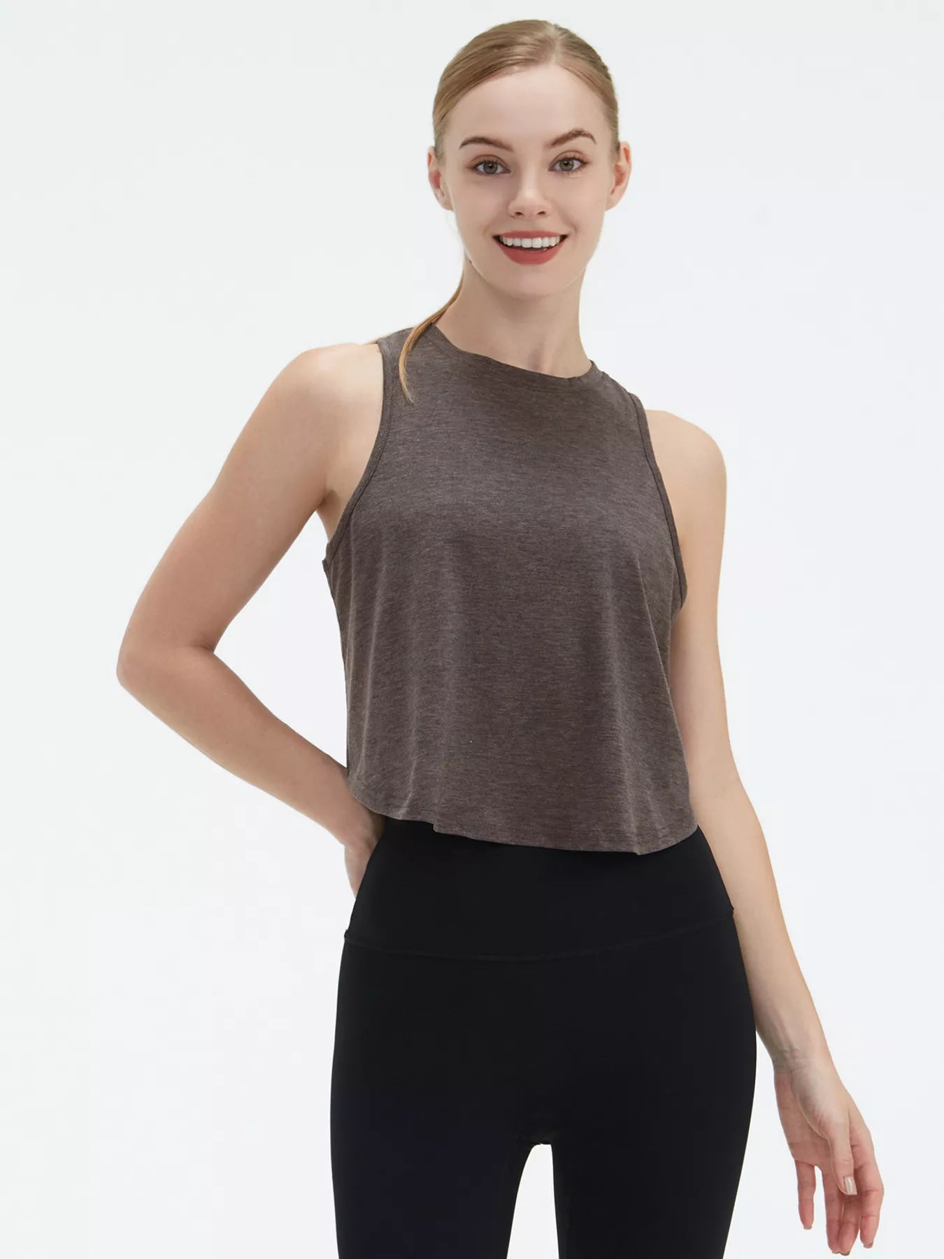 Back Cutout Round Neck Activewear Tank