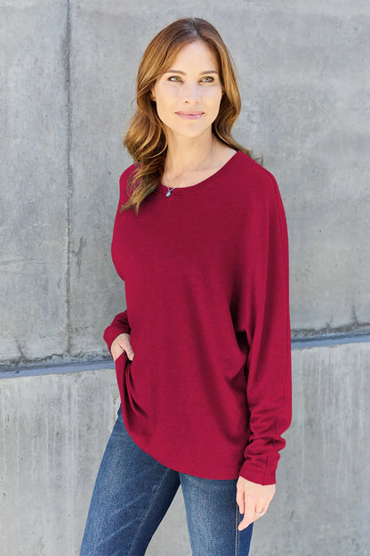 Relaxed Long Sleeve Round Neck Top