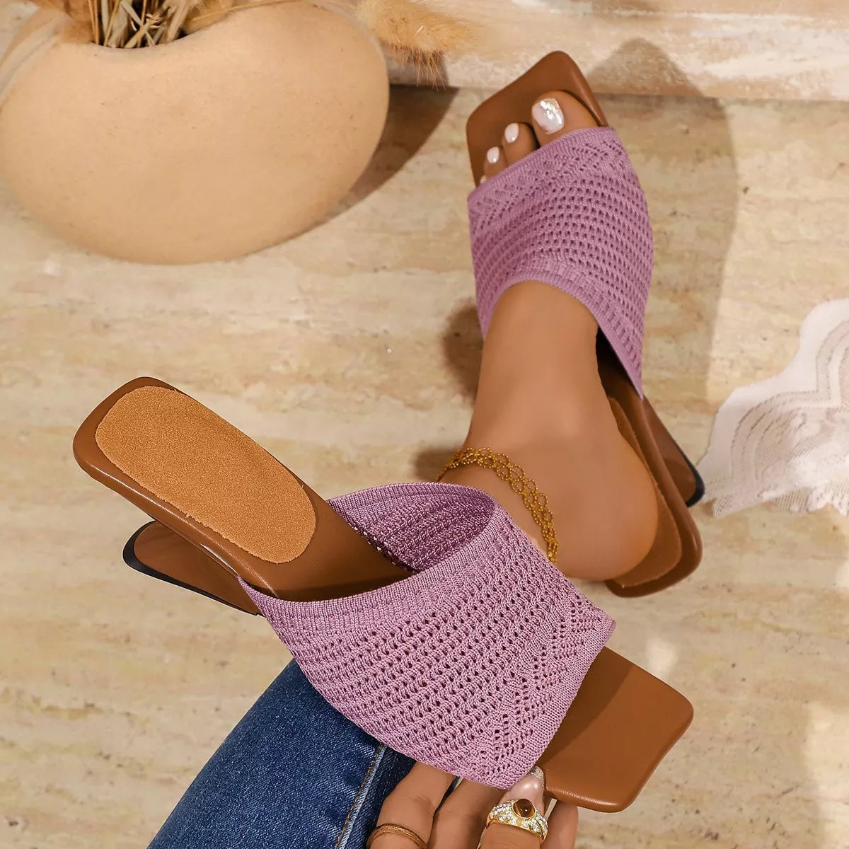 Women's Open Toe Block Heel Sandals - Sandals