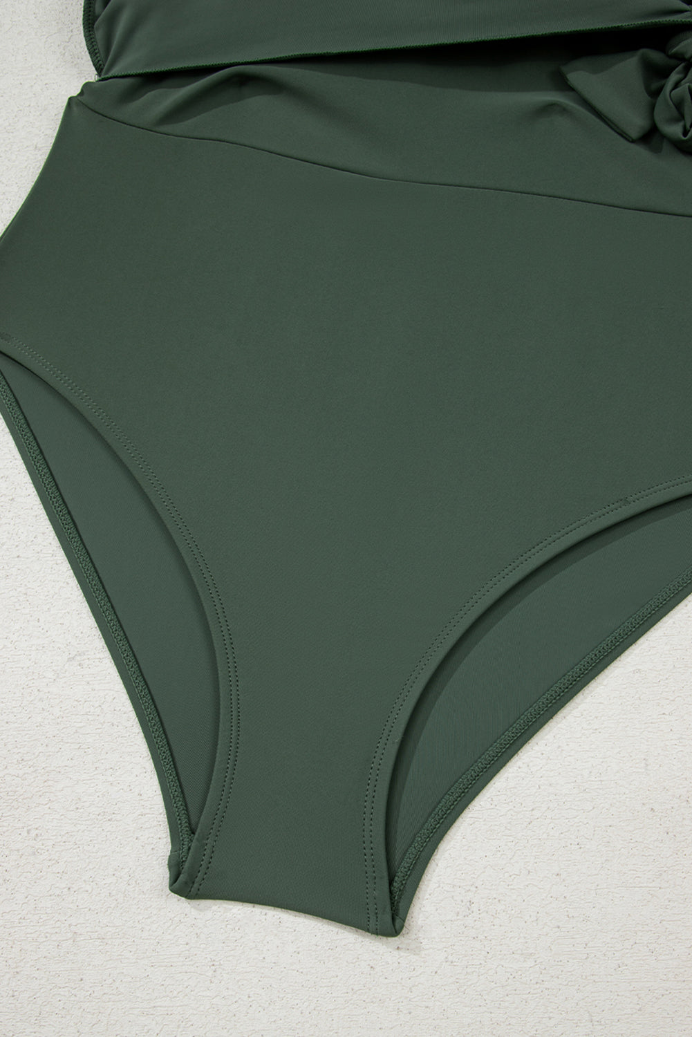Solid Wrap Tie Waist Square Neck A-Line Swim Dress — Slimming Silhouette Elegant Beach Style - Swimwear