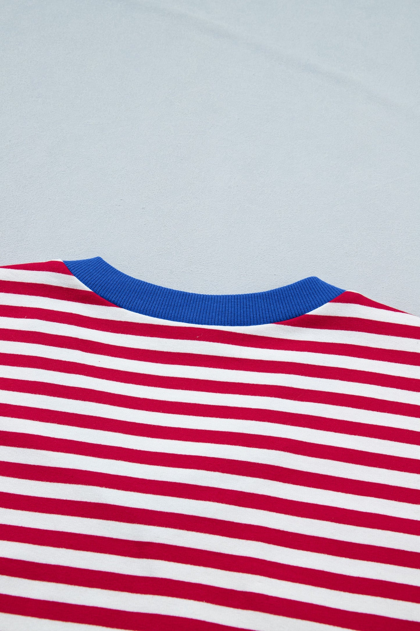 Striped V-Neck Contrast Trim Tee & Matching Shorts Two-Piece Set — Cute Casual Style - Short Sets