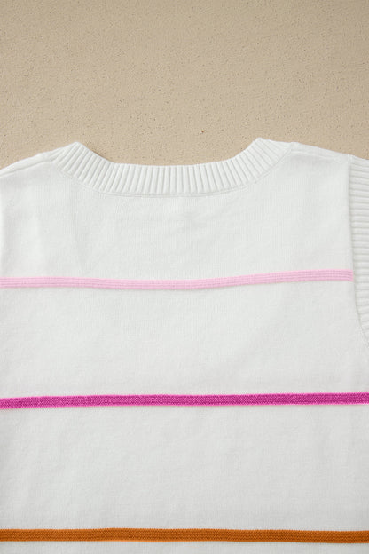 Striped Knit Layering Sweater Vest — Chic Elevated Everyday Wardrobe Style - Sweater Vests