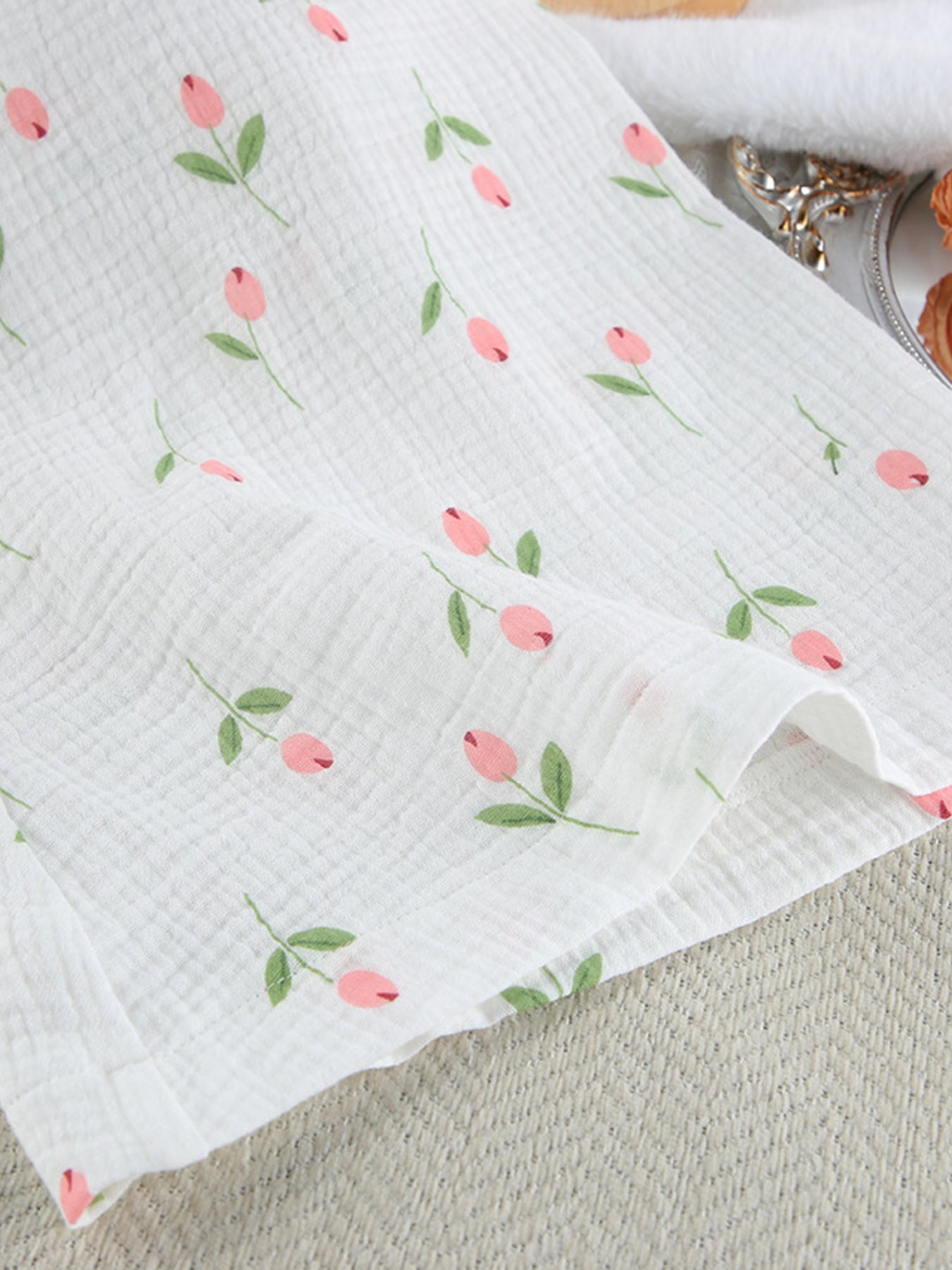 Floral Print Cotton Lightweight Kimono Robe - Robes