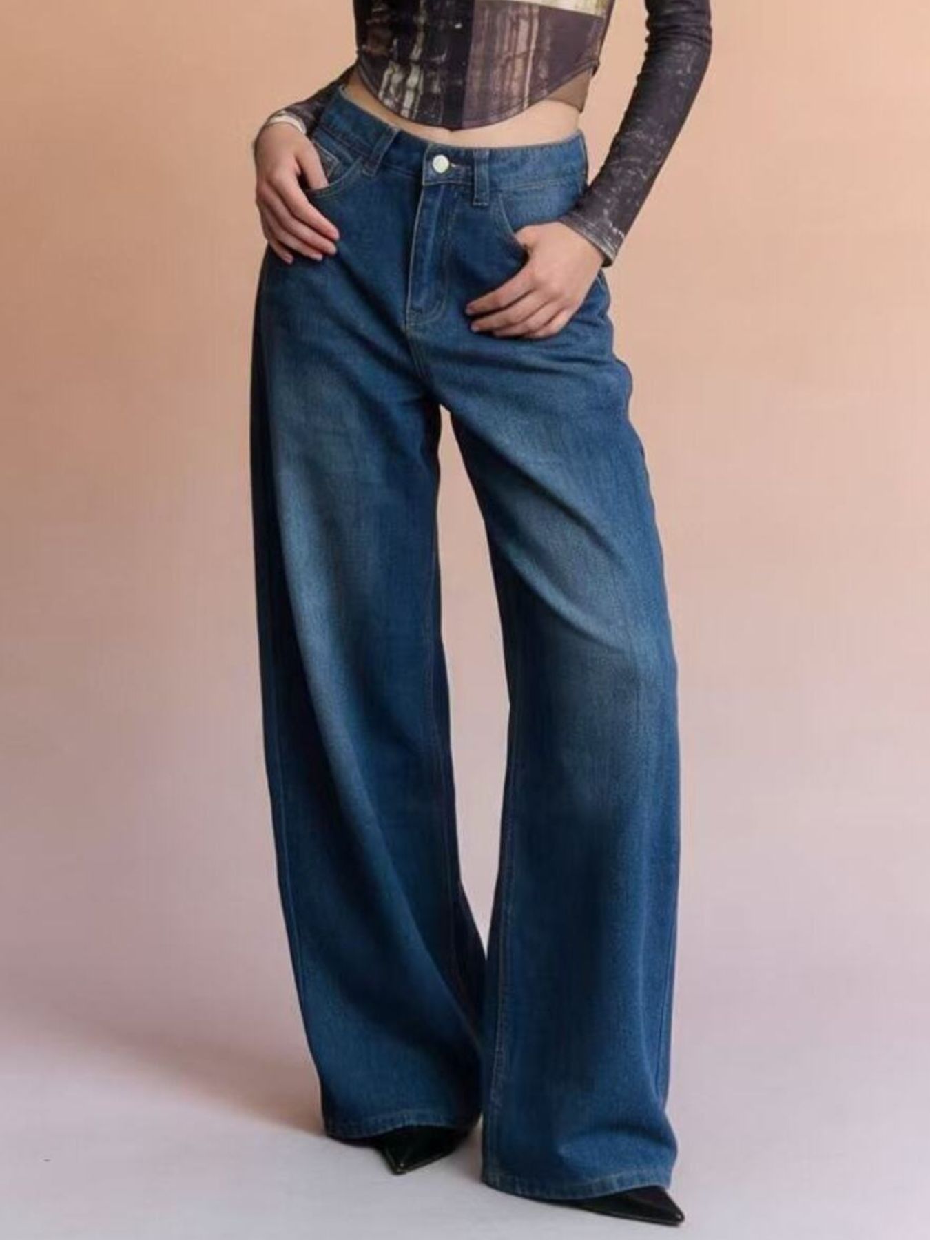 High-Waisted Wide Leg Jeans - Jeans