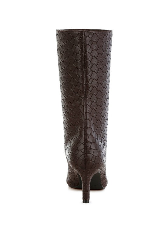 Mentha Woven Faux Leather Boots - Ro + Ivy