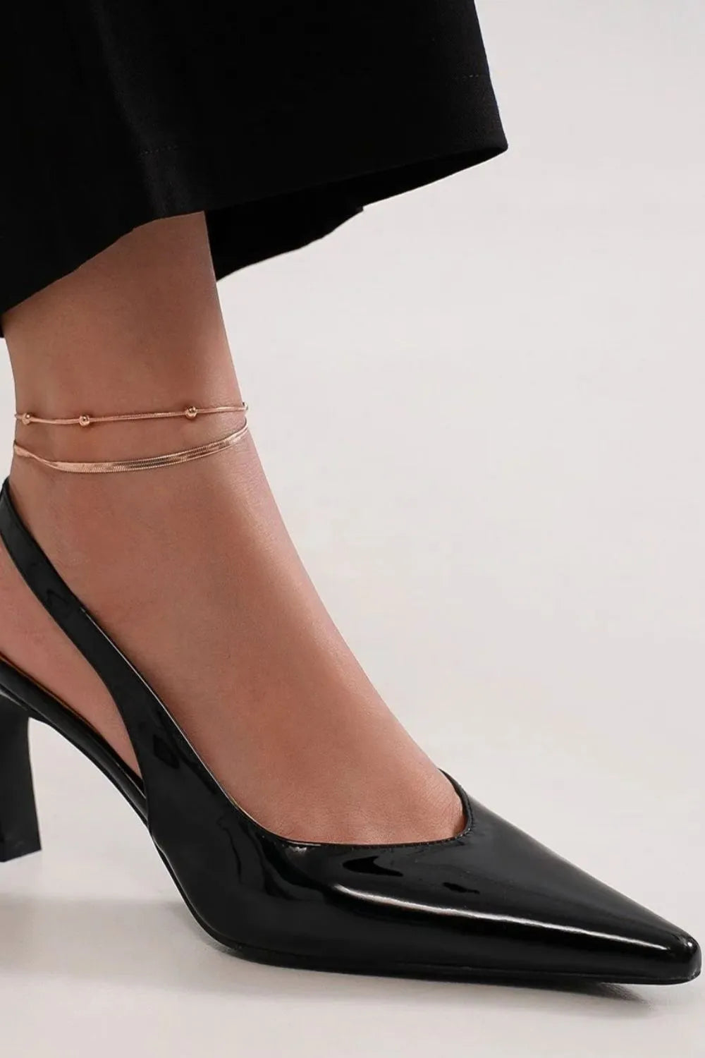 Faux Leather Point Toe Slingback Pumps - Heels