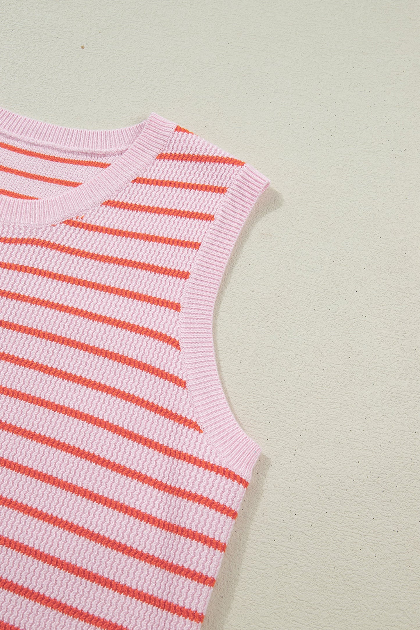 Lightweight Striped Knit Sleeveless Tank Sweater Vest — Breathable Casual Everyday Style - Sweater Vests