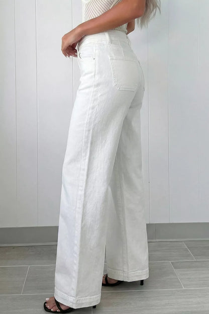 Women's 2 Button High Waist Wide Leg Jeans - Jeans