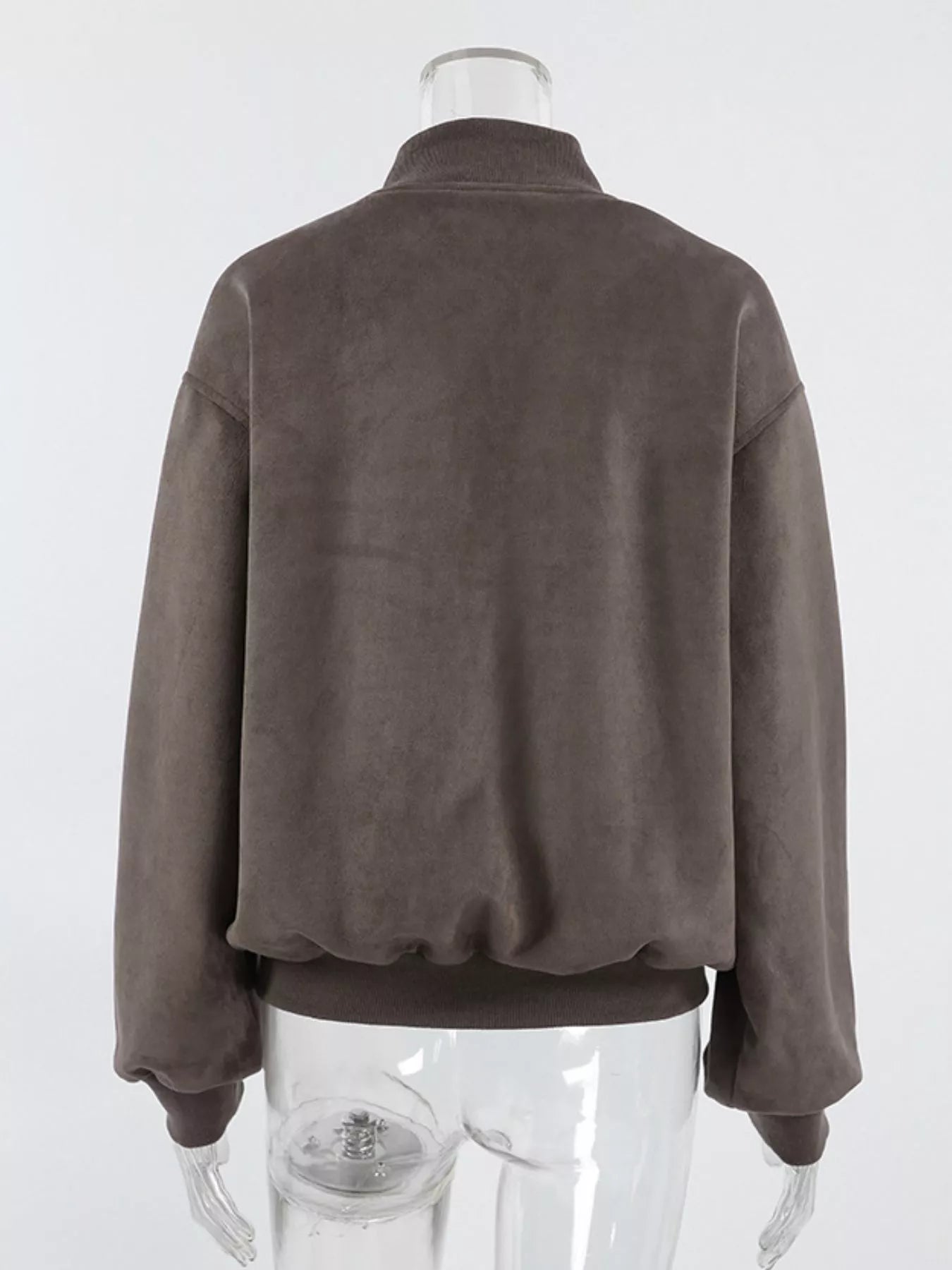 Dropped Shoulder Zip Up Bomber Jacket
