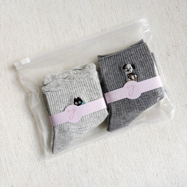 Set of 2 Cat And Dog Design Crew Socks | Trendy Socks Outfit Idea for Women by Ro + Ivy | Elevated Basics, Modern Comfort & Style