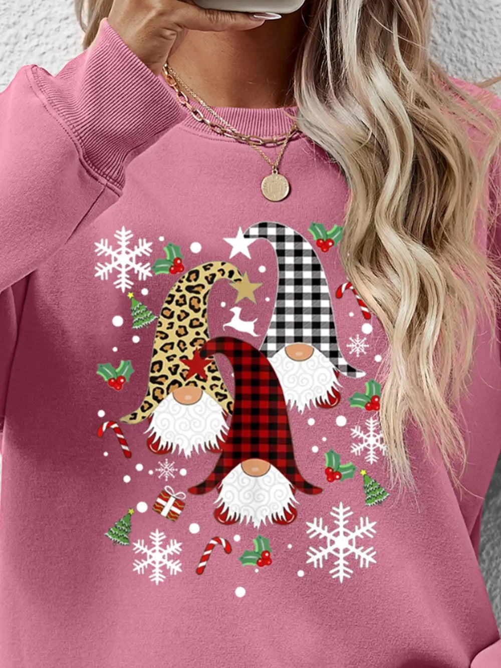 Faceless Gnomes Graphic Drop-Shoulder Sweatshirt