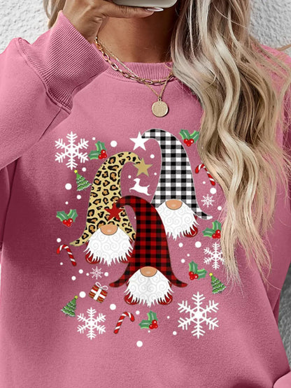 Faceless Gnomes Graphic Drop-Shoulder Sweatshirt