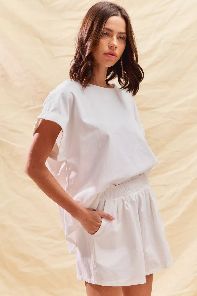 Round Neck Short Sleeve Top And Shorts Set | Trendy Loungewear Outfit Idea for Women by Ro + Ivy | Elevated Basics, Modern Comfort & Style