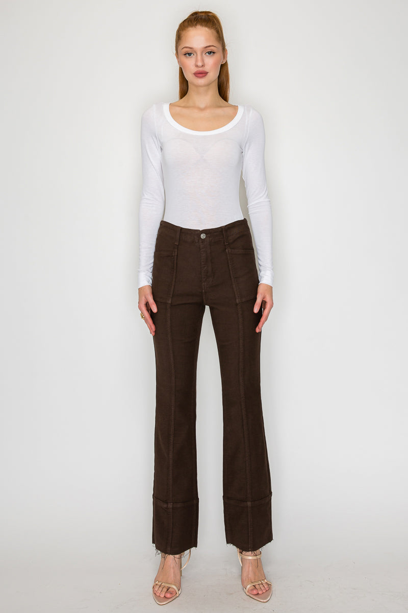 Tummy Control High Rise Bootcut Jeans Rich Brown Wash — Sophisticated Everyday Style - DENIM (NEW)